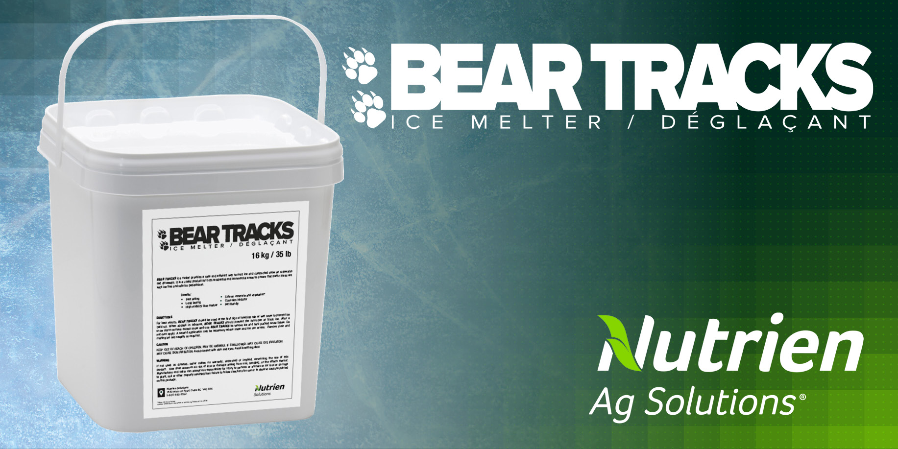 Ice melt in a white square bucket