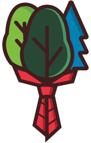 Scoutree logo, in the middle is 3 trees wrapped by a scouting necker